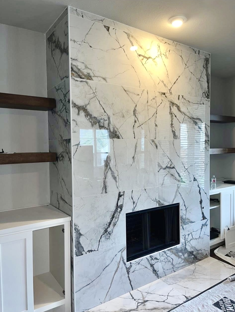 Fireplace Surround — Finished Tile